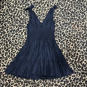 Black Cinq A Sept cotton flirty mini dress with bow shoulders
